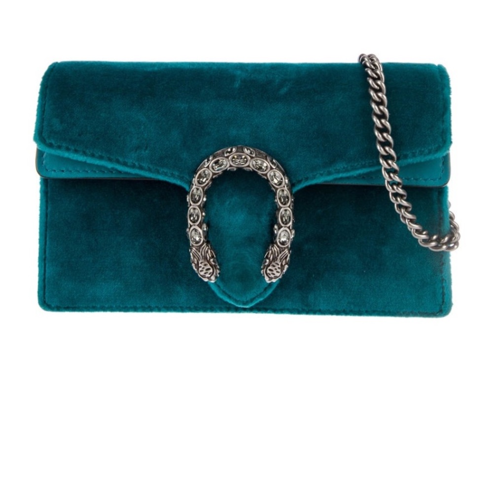Gucci Teal Velvet Chain Bag - Picture 2 of 14